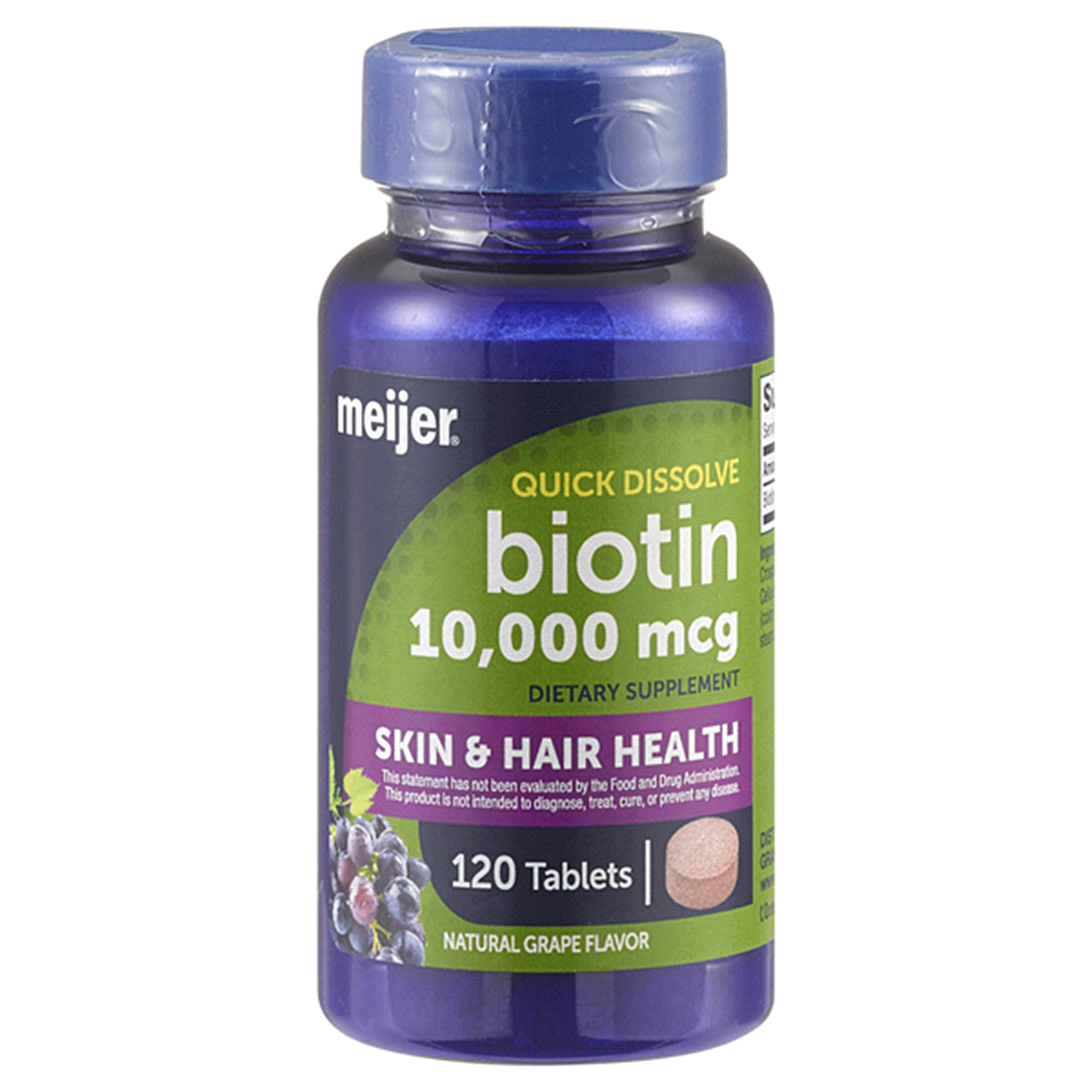 slide 1 of 9, MEIJER WELLNESS Meijer Biotin 10,000 Mcg Quick Dissolve Tablets, 120 ct