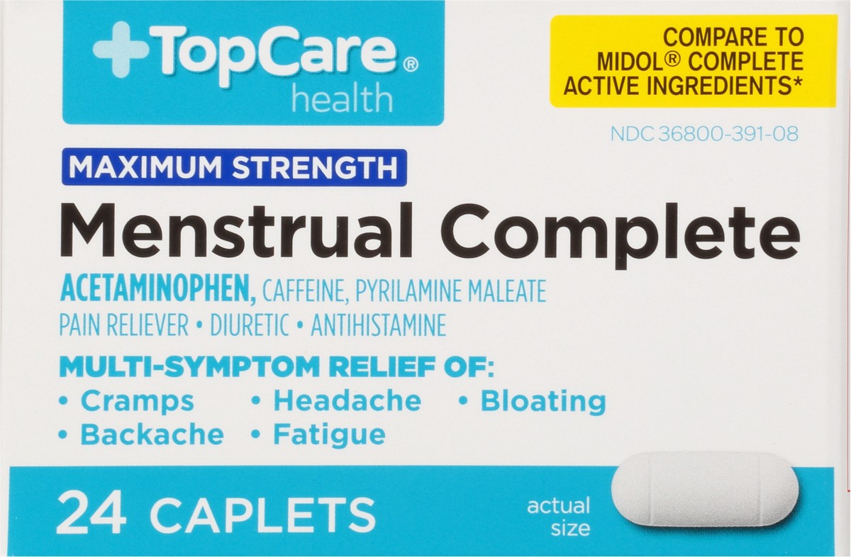 slide 1 of 9, TopCare Menstrual Relief Caps, 24 ct