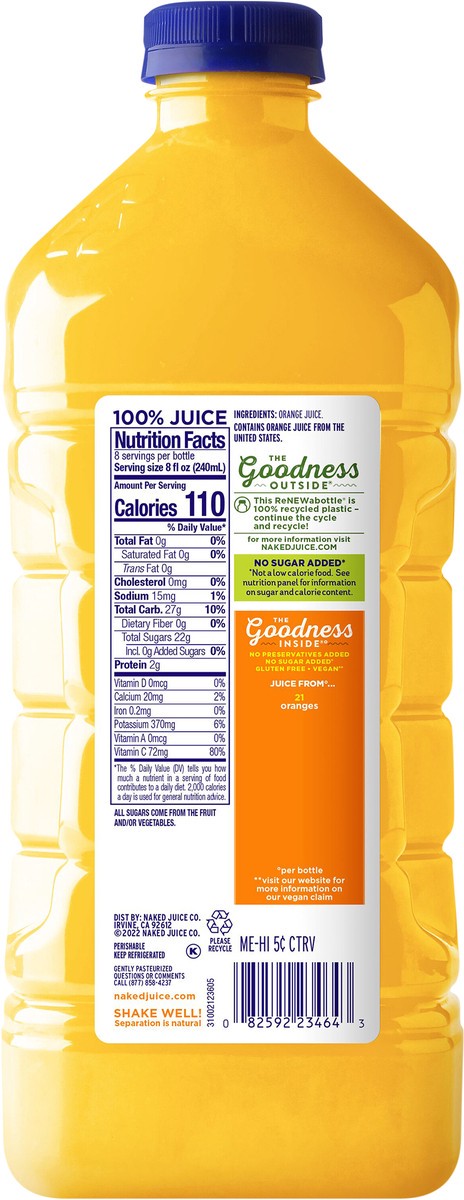 slide 3 of 7, Naked Pure Fruit O-J Orange Juice, 
