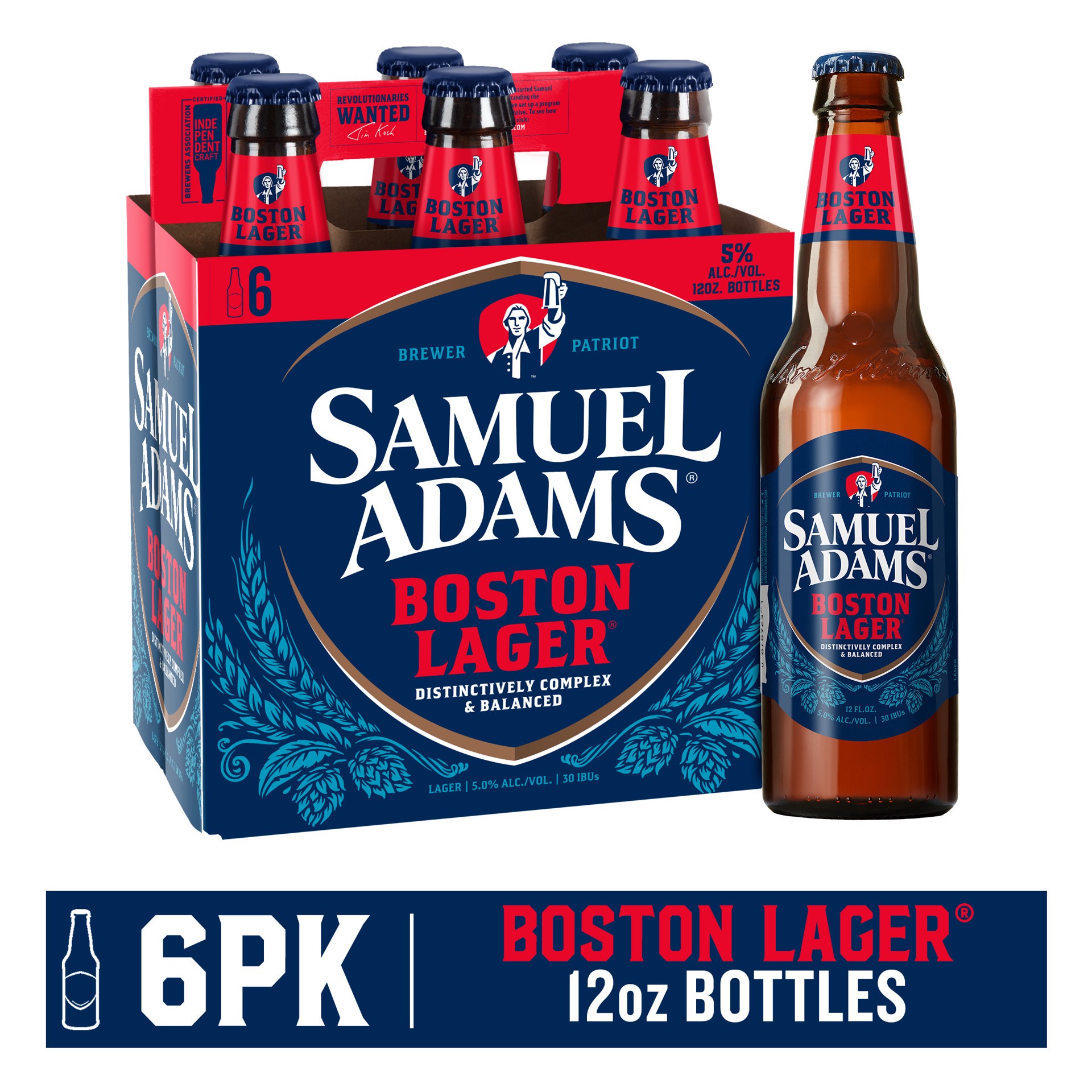 slide 1 of 6, Samuel Adams Boston Lager Beer (12 fl. oz. Bottle, 6pk.), 6 ct; 12 oz