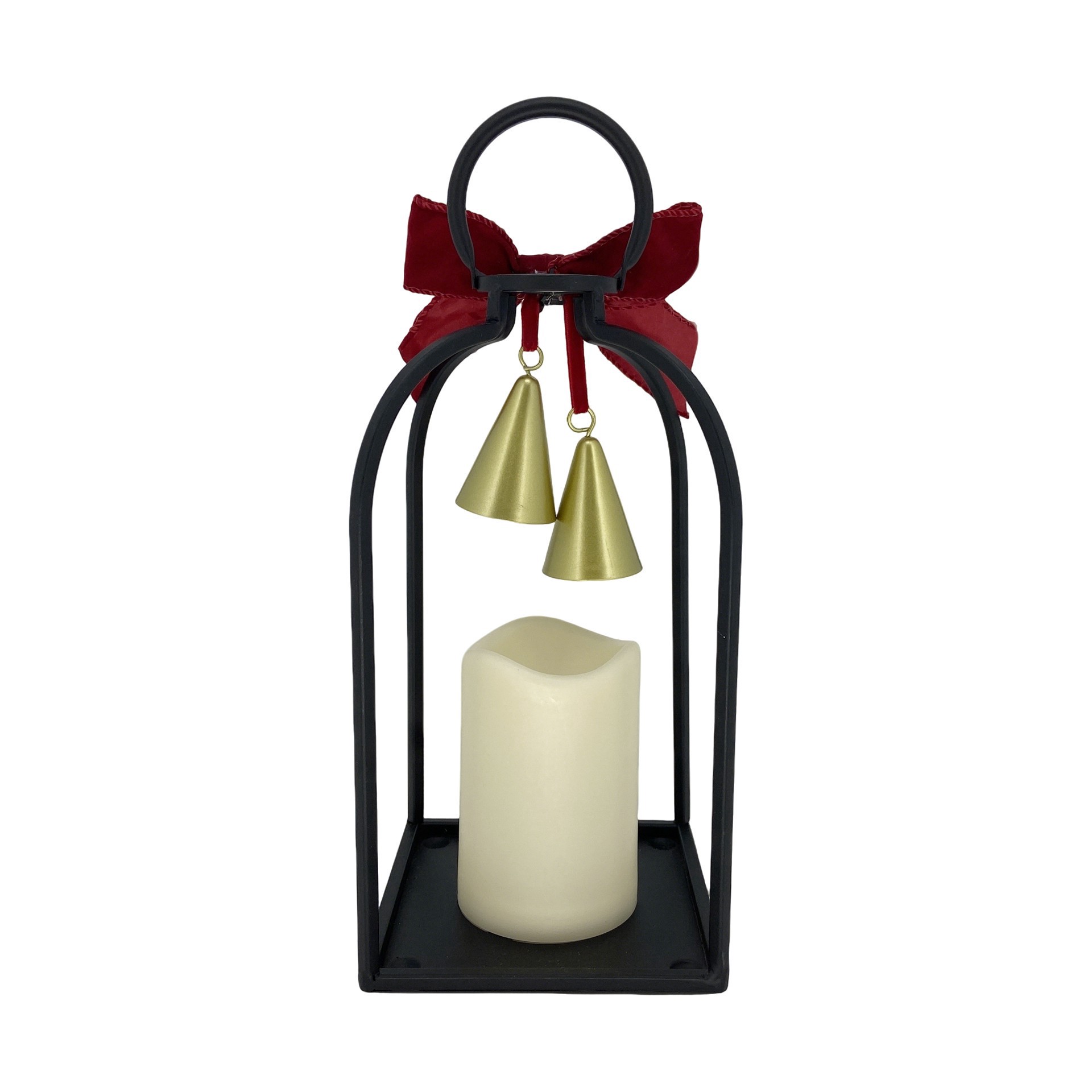 slide 2 of 4, Red Bow & Bells Led Pillar Lighted Lantern By Ashland, 6.25 in x 6.25 in x 14 in