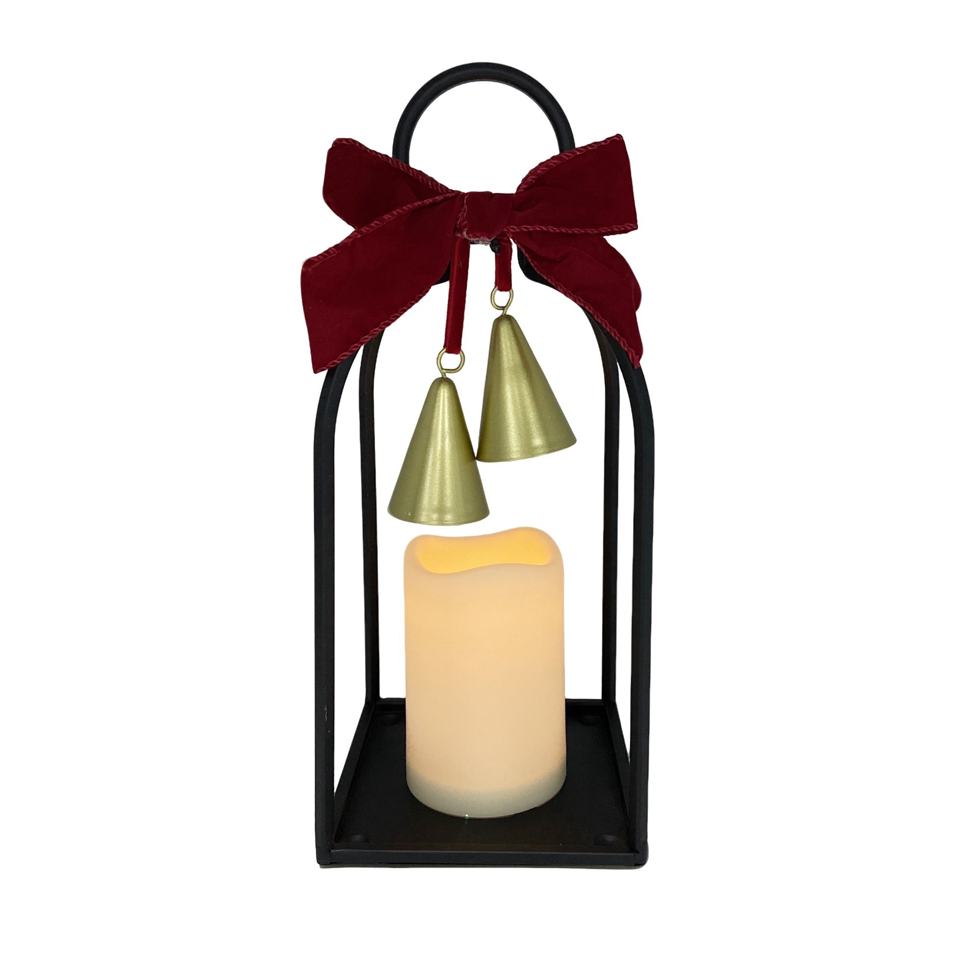 slide 3 of 4, Red Bow & Bells Led Pillar Lighted Lantern By Ashland, 6.25 in x 6.25 in x 14 in