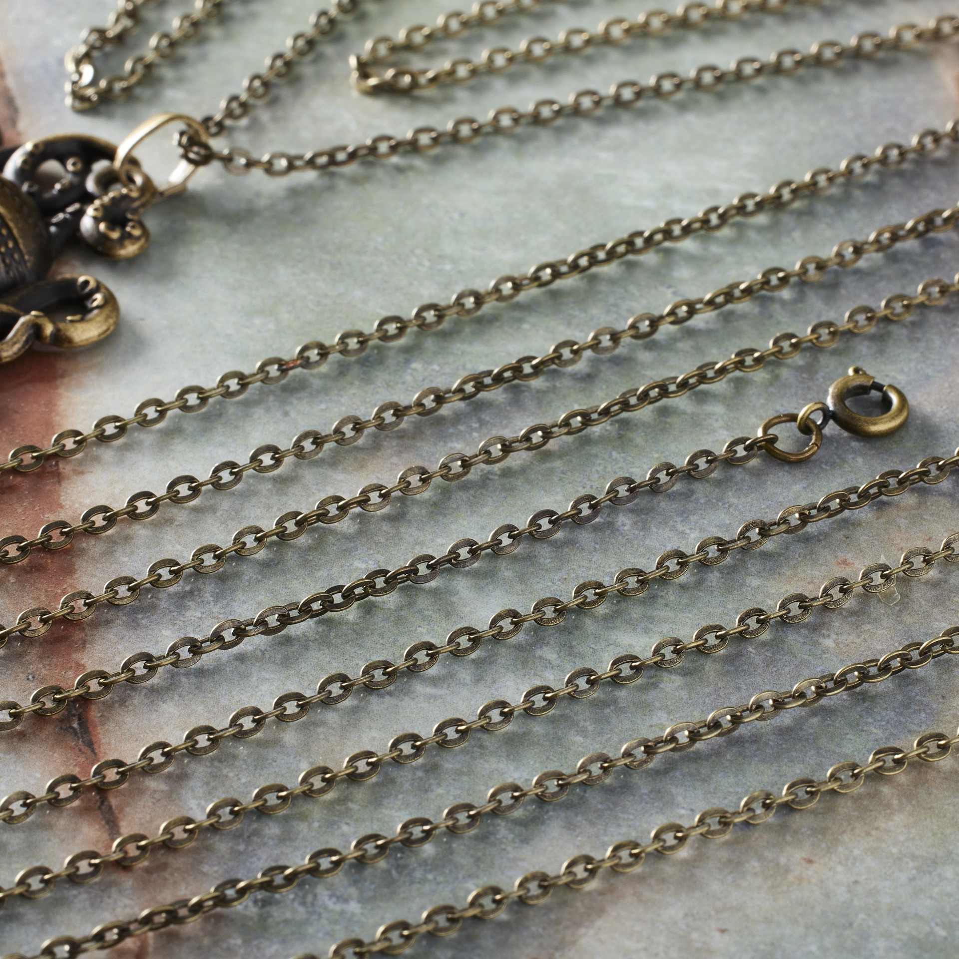 slide 3 of 3, Oxidized Brass Flat Oval Chain Necklaces By Bead Landing, 30 in
