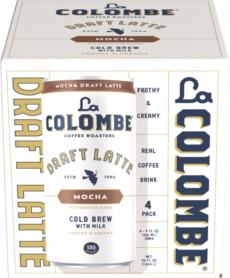 slide 1 of 9, La Colombe Coffee, Mocha Latte, 9 fl oz Cans, 4 Pack, 4 ct; 9 fl oz