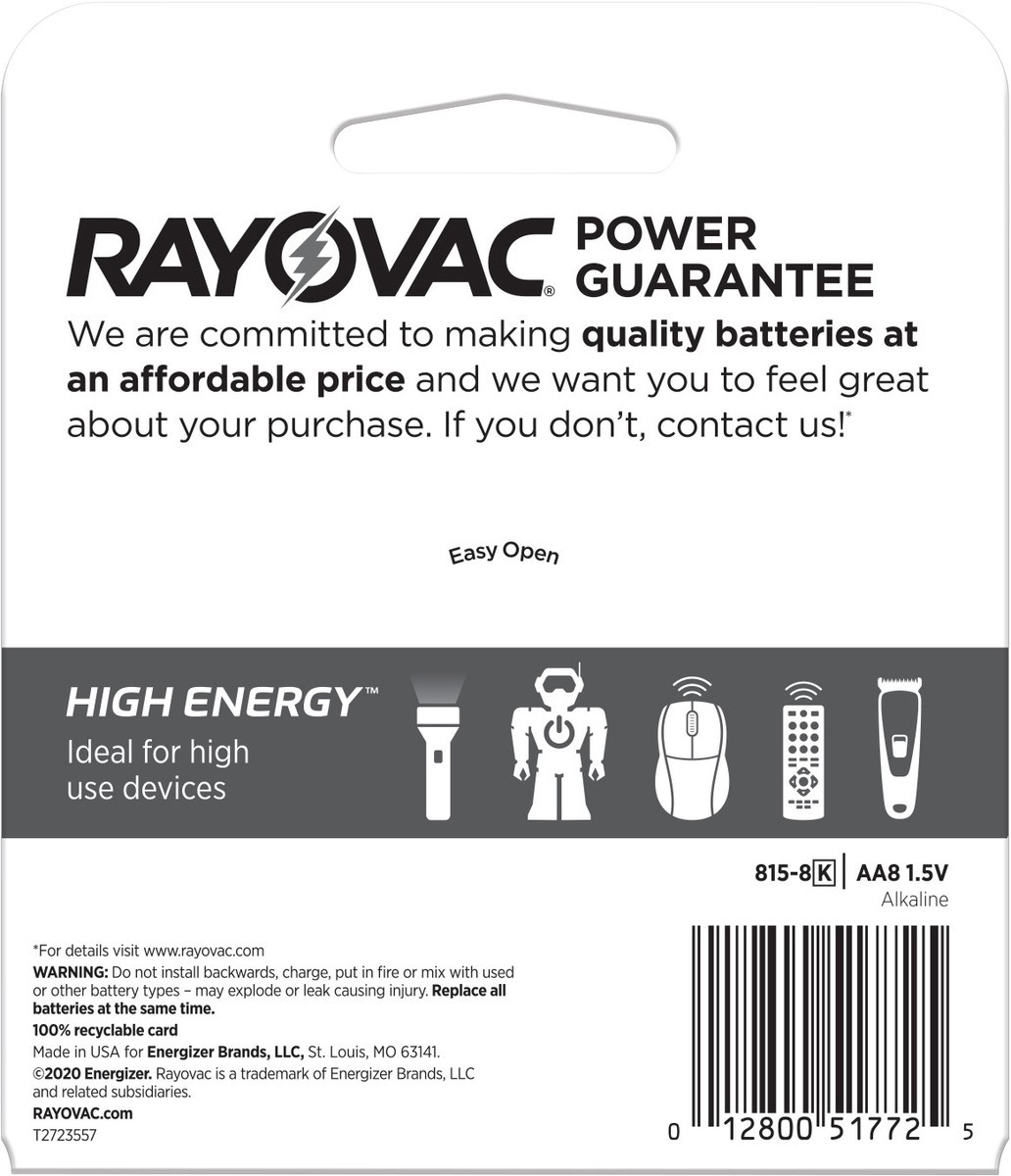 slide 3 of 3, Rayovac High Energy Alkaline AA Batteries, 8 Pack, 8 ct