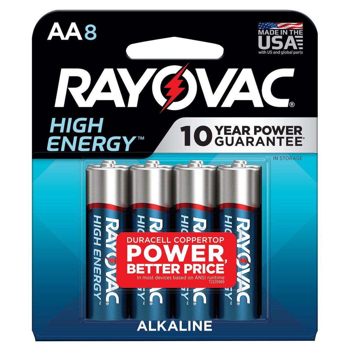slide 1 of 3, Rayovac High Energy Alkaline AA Batteries, 8 Pack, 8 ct