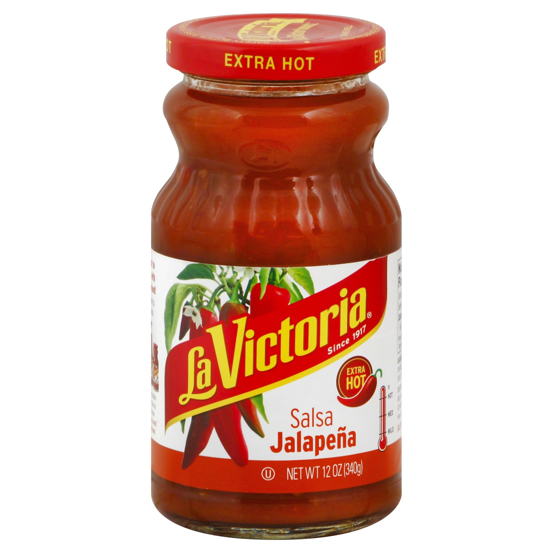 slide 1 of 6, La Victoria Extra Hot Red Jalapeño Salsa, 12 oz