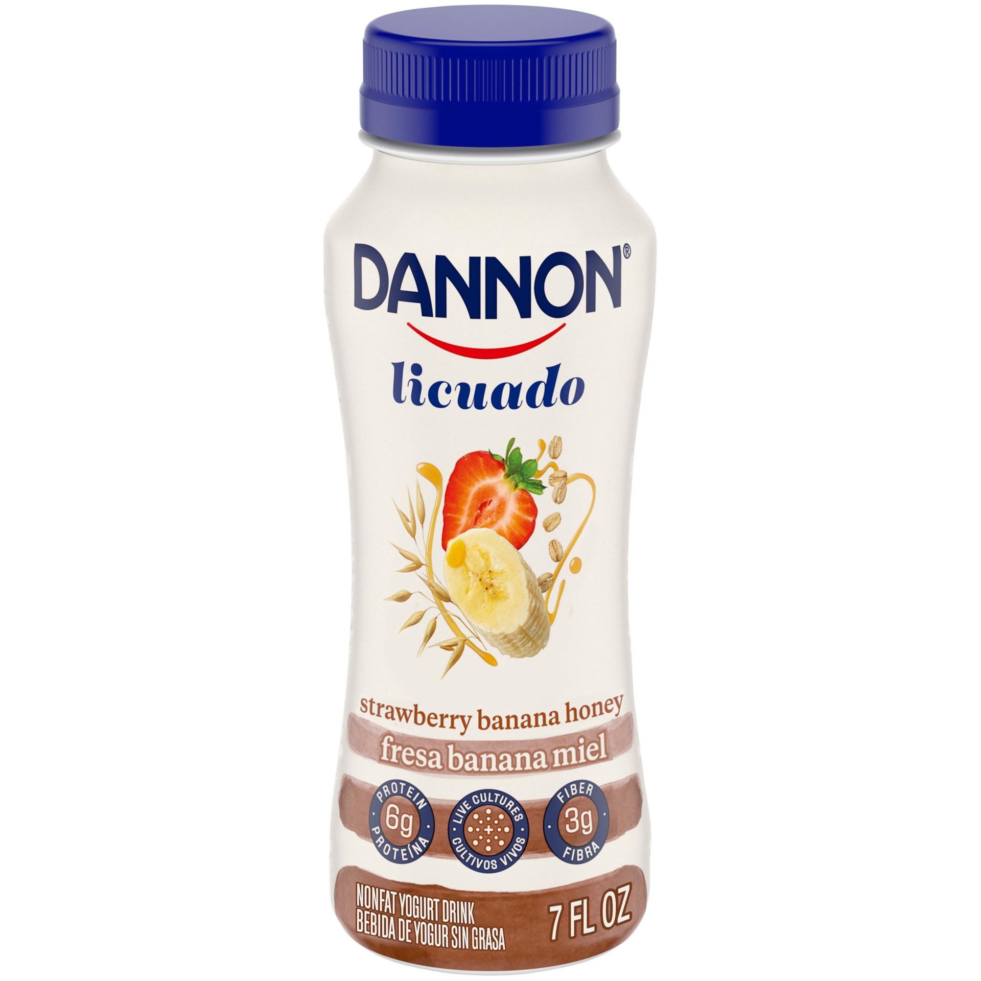 slide 8 of 10, Dannon Nonfat Yogurt Licuado, Strawberry Banana Honey, 7 fl oz., 7 fl oz