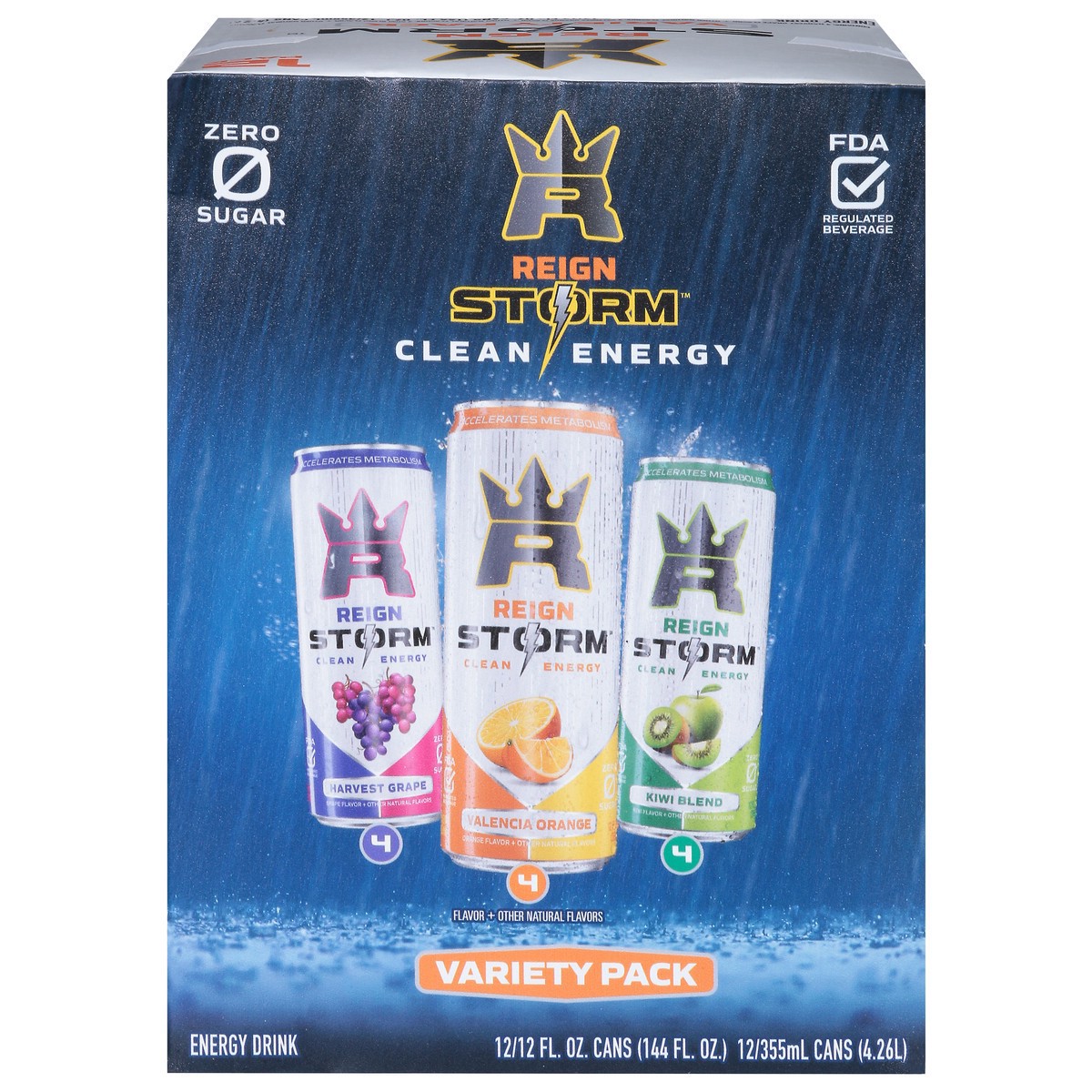 slide 3 of 14, Reign Storm Harvest Grape/Valencia Orange/Kiwi Blend Energy Drink Variety Pack 12 - 12 fl oz Cans, 12 ct