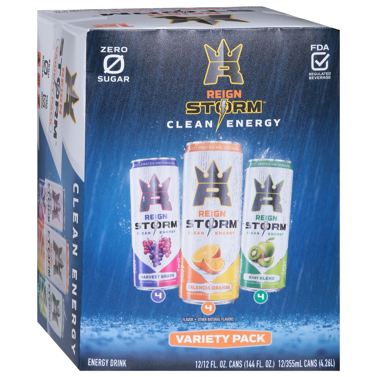 slide 7 of 14, Reign Storm Harvest Grape/Valencia Orange/Kiwi Blend Energy Drink Variety Pack 12 - 12 fl oz Cans, 12 ct