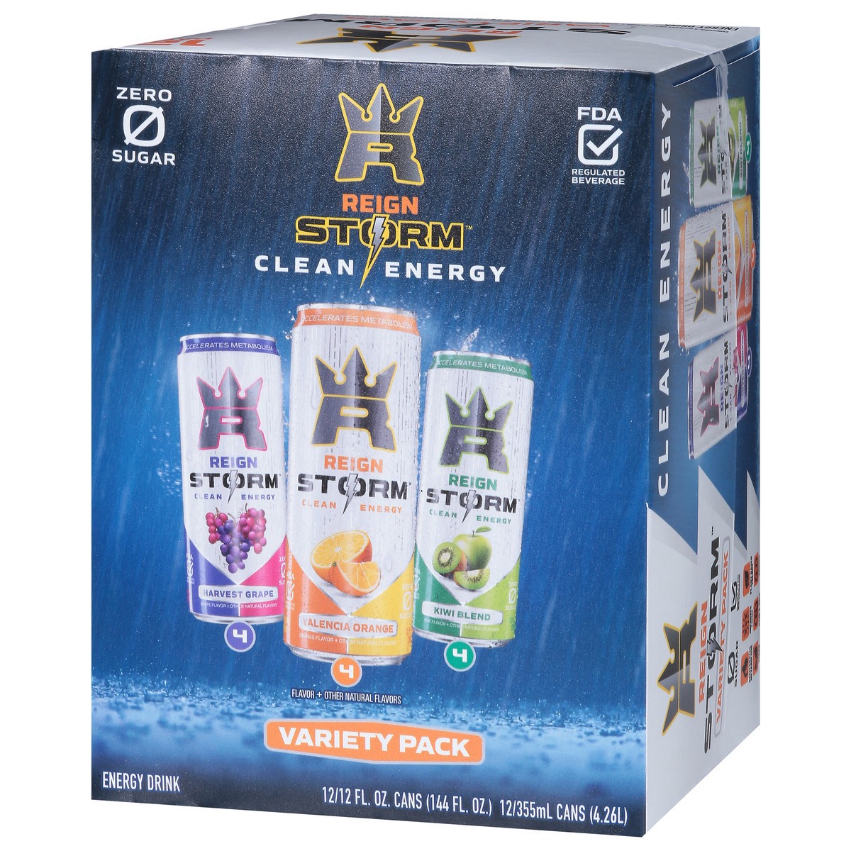 slide 8 of 14, Reign Storm Harvest Grape/Valencia Orange/Kiwi Blend Energy Drink Variety Pack 12 - 12 fl oz Cans, 12 ct