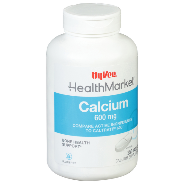 slide 1 of 1, Hy-Vee HealthMarket Calcium 600 Supplement Tablets, 250 ct