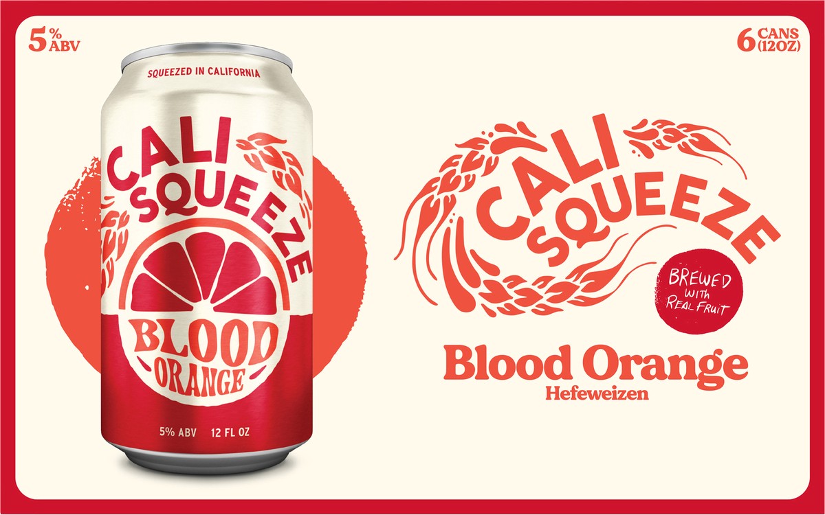 slide 7 of 11, Cali Squeeze Hefeweizen Blood Orange Beer 6 - 12 oz Cans, 6 ct