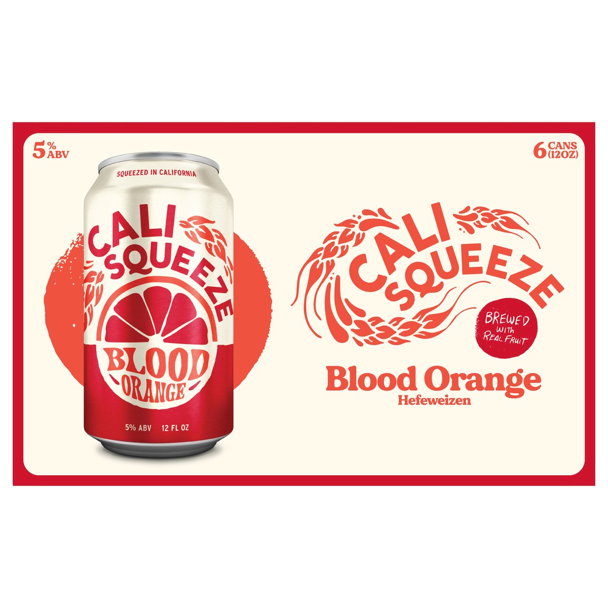 slide 1 of 11, Cali Squeeze Hefeweizen Blood Orange Beer 6 - 12 oz Cans, 6 ct