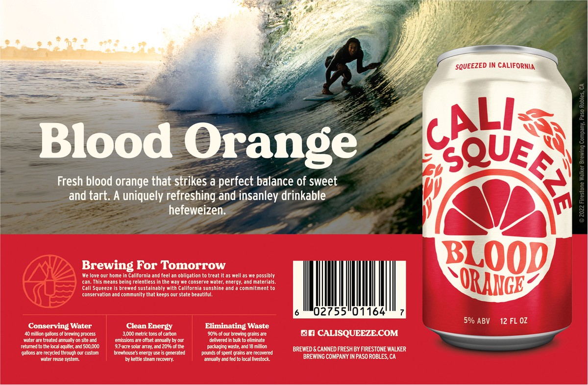 slide 9 of 11, Cali Squeeze Hefeweizen Blood Orange Beer 6 - 12 oz Cans, 6 ct