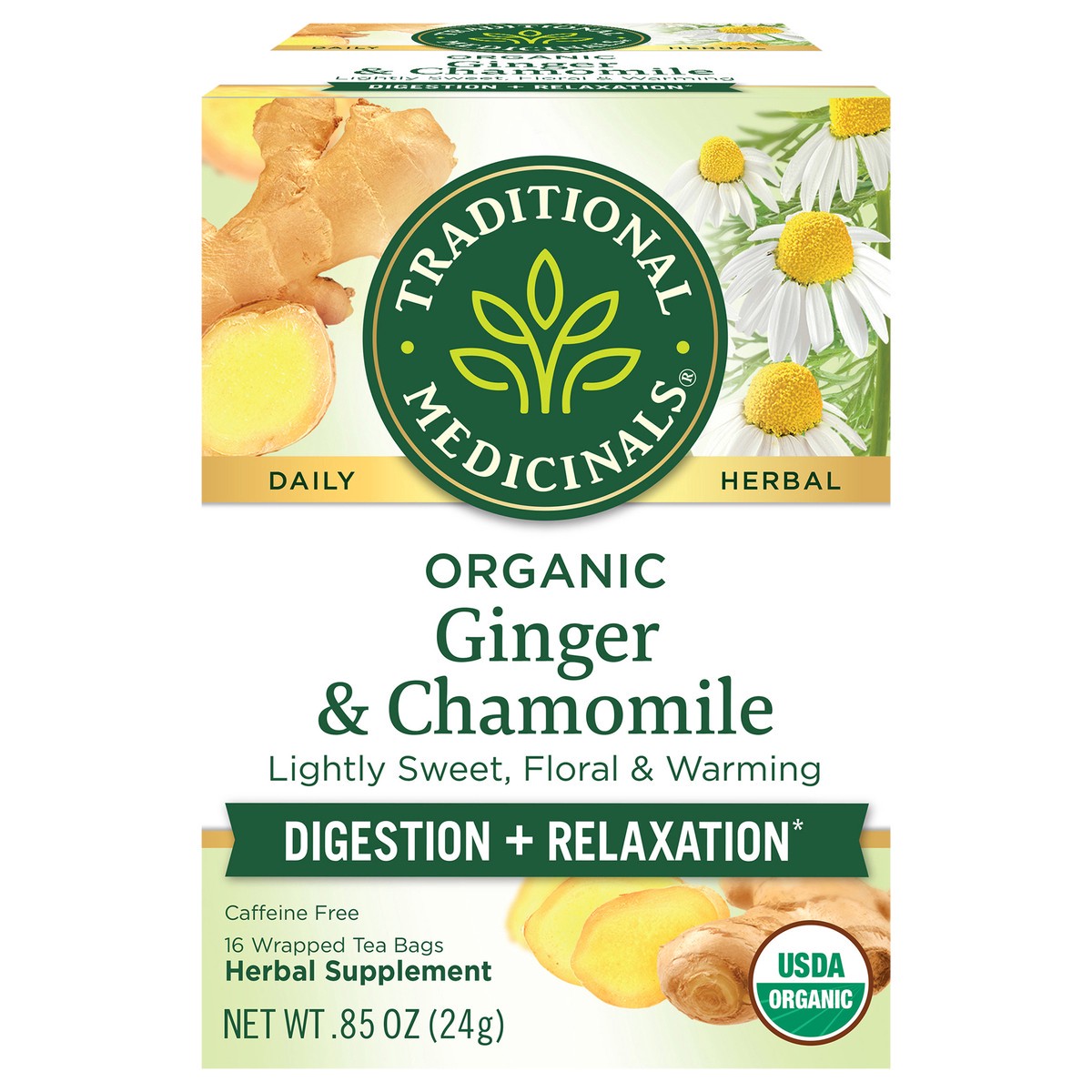 slide 1 of 9, Traditional Medicinals Ginger & Chamomile, 16 ct