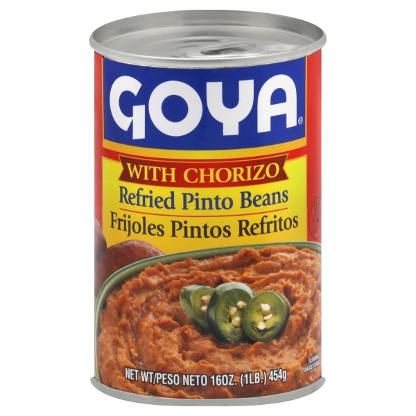 slide 1 of 1, Goya Refried Pinto Beans With Chorizo, 16 oz