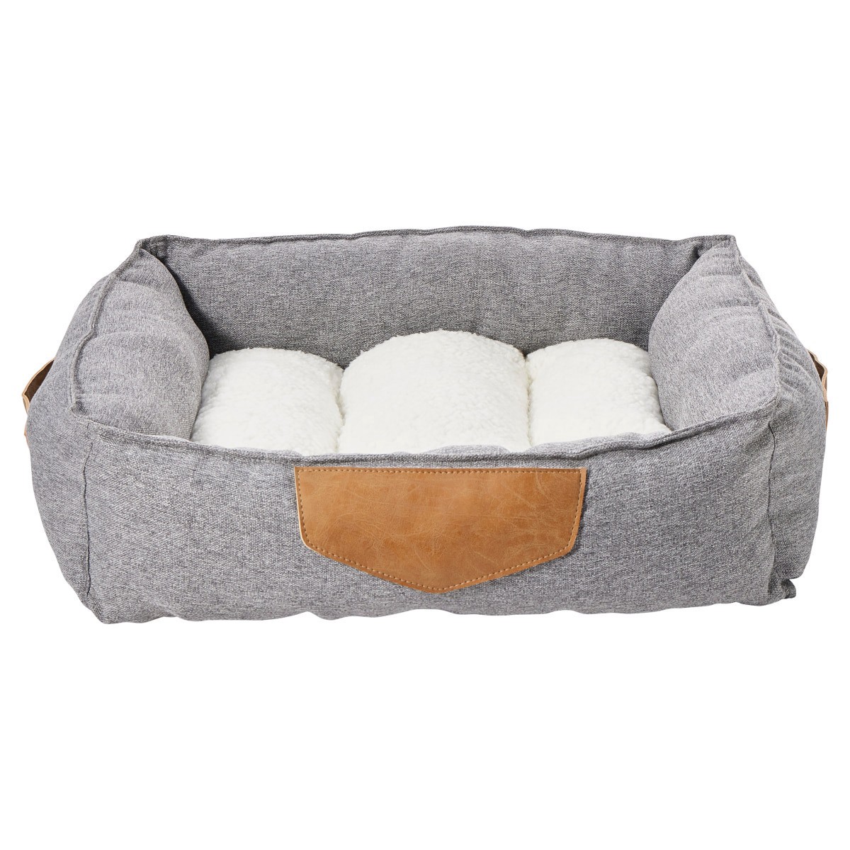 slide 10 of 21, Meijer Gray Pieced Cuddler Bed, 1 ct