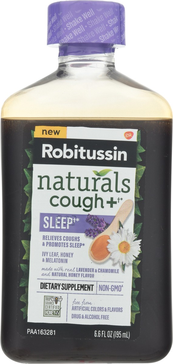 slide 7 of 12, Robitussin Naturals Cough + Sleep Dietary Supplement for Cough Relief and Sleep, 6.6 Oz Syrup, 6.6 fl oz