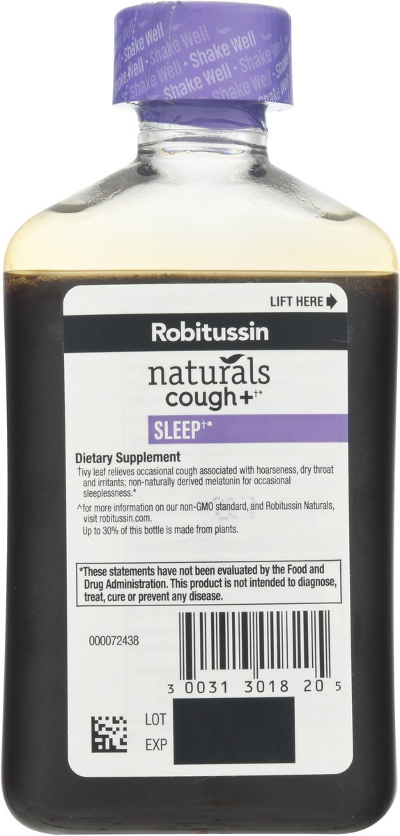 slide 5 of 12, Robitussin Naturals Cough + Sleep Dietary Supplement for Cough Relief and Sleep, 6.6 Oz Syrup, 6.6 fl oz