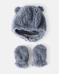 Carter's Carters Baby Boy Sherpa Winter Hat & Mittens Set - Blue Blue 1224