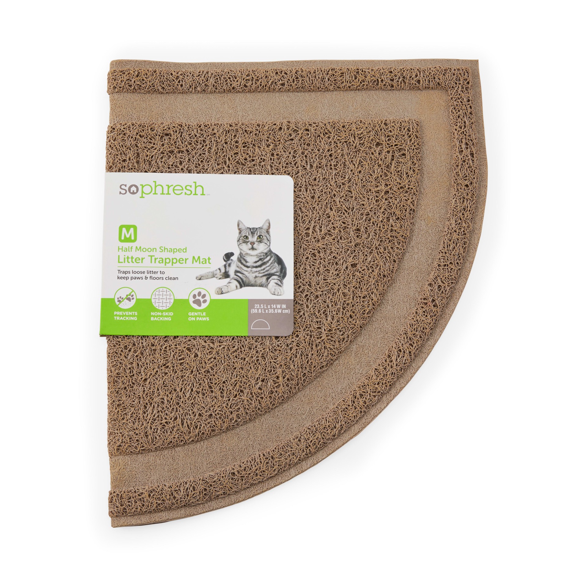 slide 1 of 1, So Phresh Tan Half-Moon Cat Litter Trapper Mat, 1 ct