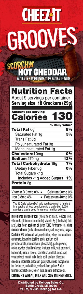 slide 10 of 10, Cheez-It Grooves Cheese Crackers, Scorchin' Hot Cheddar, 9 oz, 9 oz