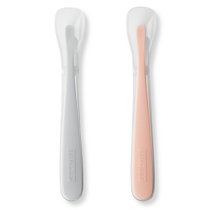 slide 1 of 9, Skip Hop SKIP*HOP Easy-Feed Spoons - Grey/Coral, 2 ct