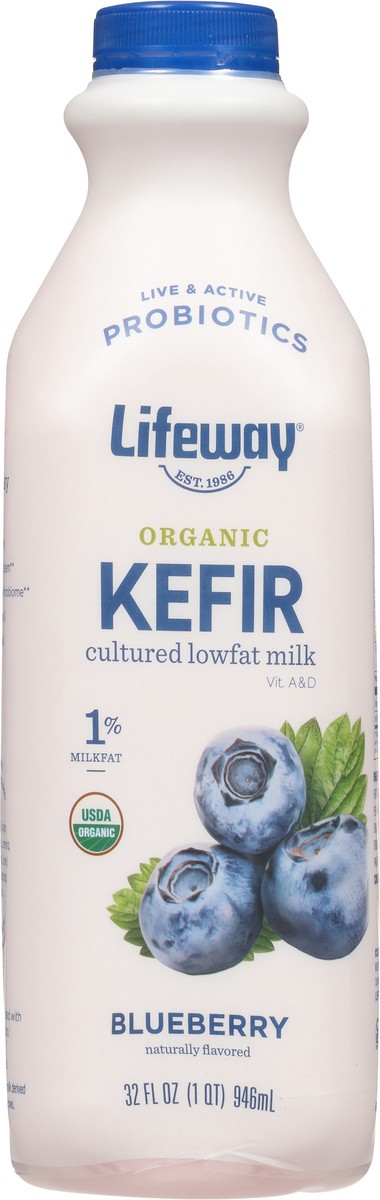 slide 1 of 10, Lifeway Organic Kefir Low Fat Blueberry Milk, 32 fl oz