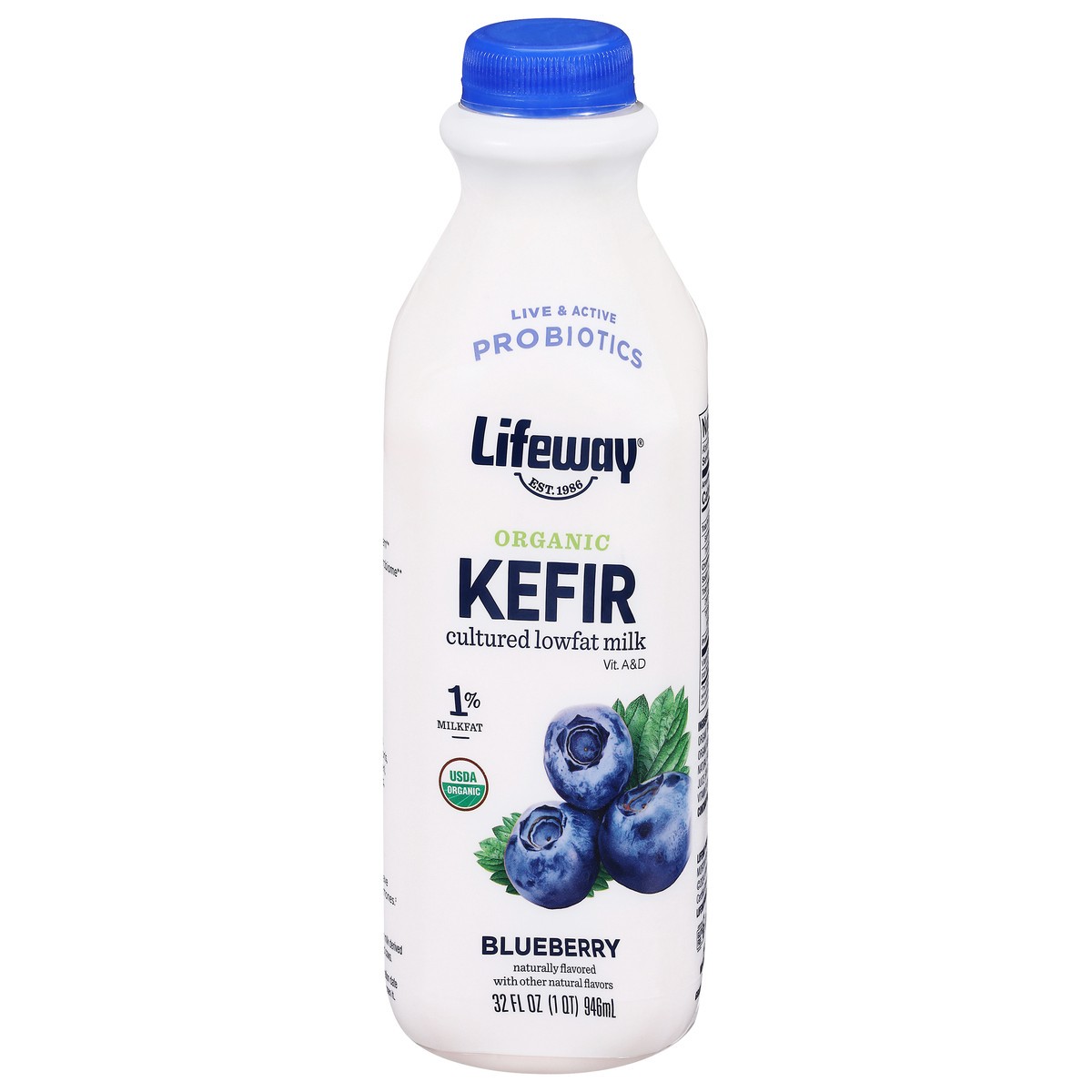 slide 1 of 10, Lifeway Organic Kefir Low Fat Blueberry Milk, 32 fl oz