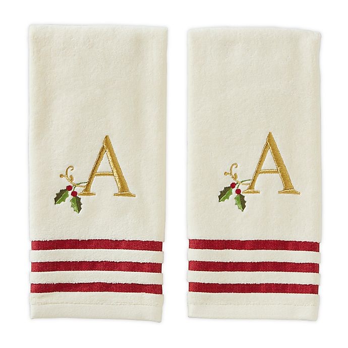 slide 1 of 3, Saturday Knight Holly Monogram A'' Hand Towels'', 2 ct