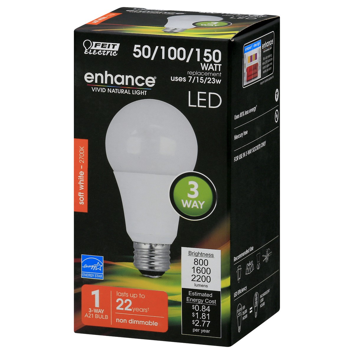 slide 3 of 11, Feit Electric Enhance LED Soft White 3 Way Bulb 1 ea, 1 ea