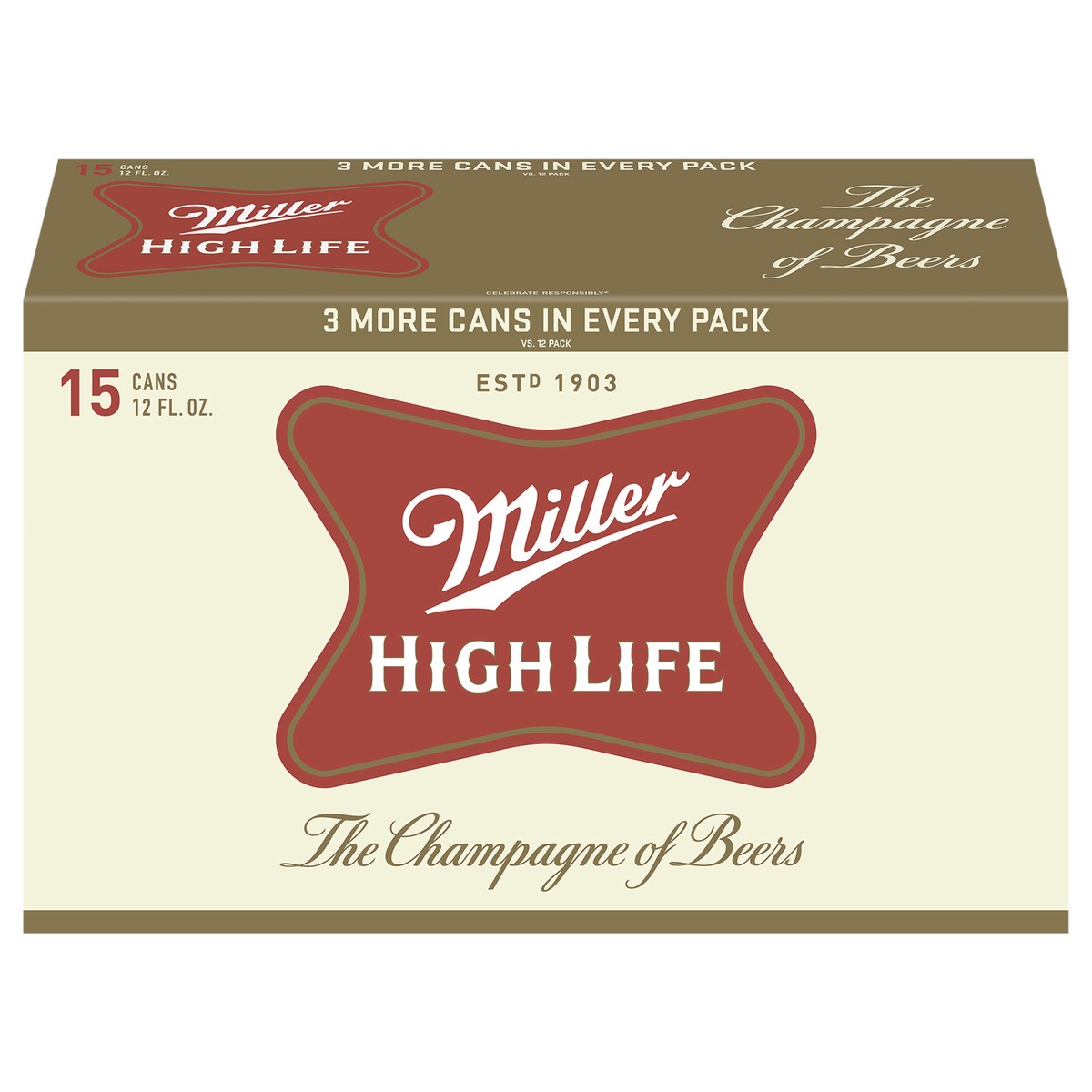 slide 1 of 13, Miller High Life Beer 15 - 12 fl oz Cans, 15 ct
