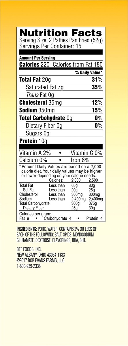 slide 3 of 8, Owens Original Sausage Patties, 30 Count, 40 oz, 30 ct