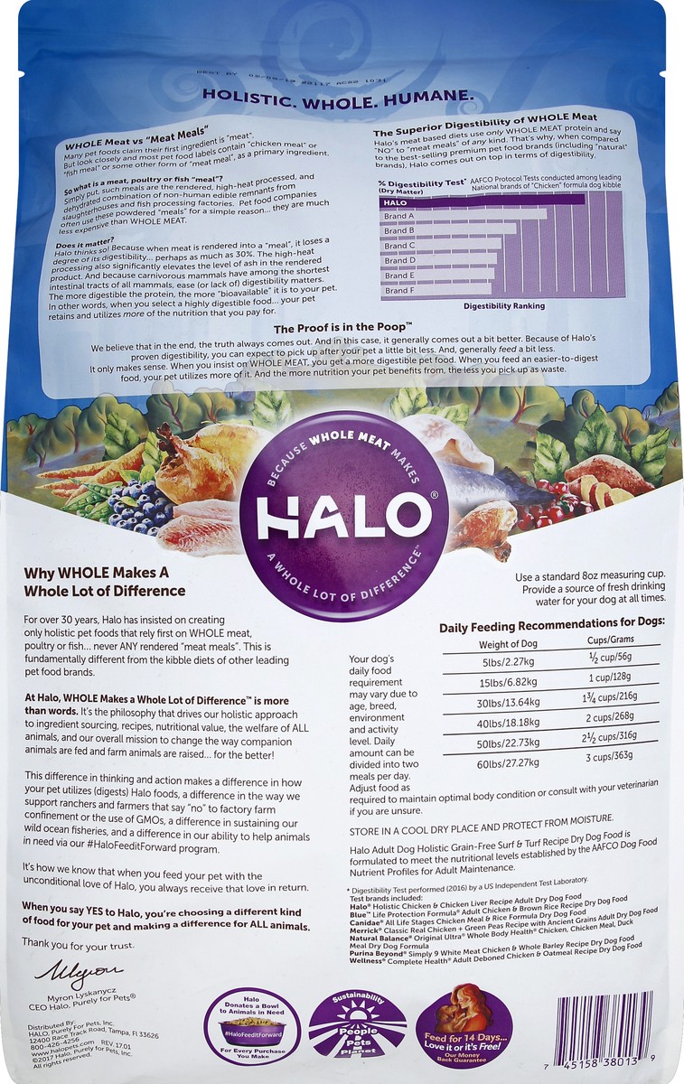 slide 4 of 8, Halo Dog Food 14 lb, 14 lb