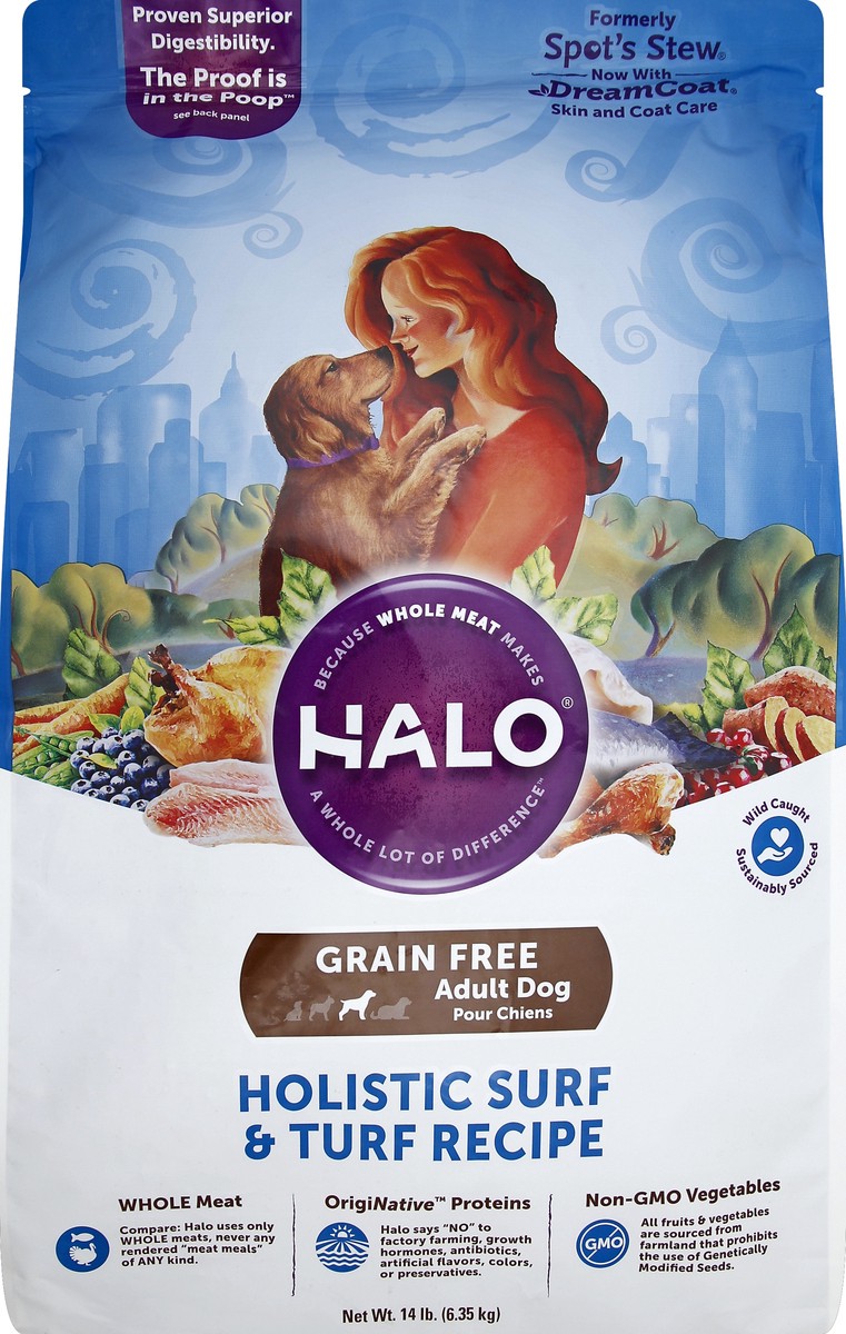 slide 1 of 8, Halo Dog Food 14 lb, 14 lb