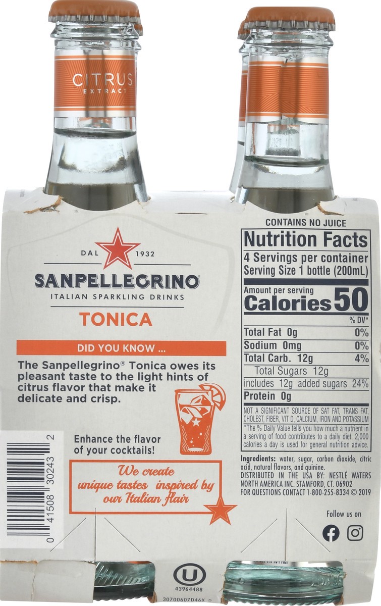 slide 2 of 9, SANPELLEGRINO Italian Sparkling Drinks Tonica with Citrus 6.76 oz. glass 4-pack - 27 oz, 27 oz