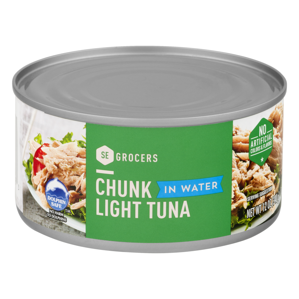 slide 1 of 1, SE Grocers Chunk Light Tuna In Water, 12 oz
