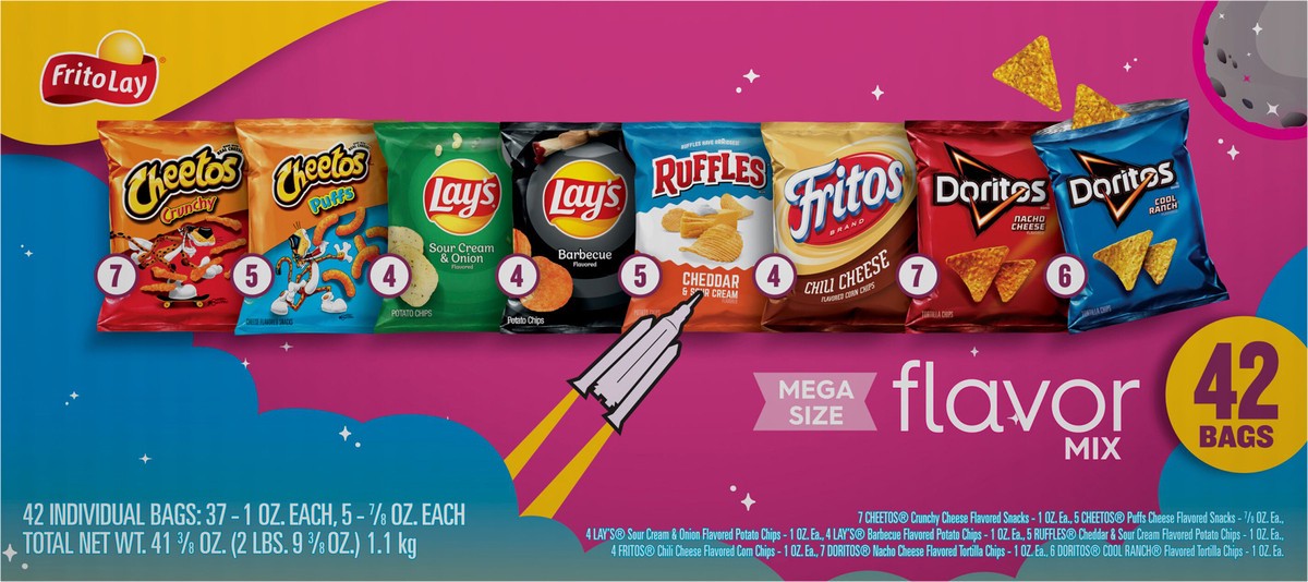 slide 8 of 15, Frito-Lay Snacks Flavor Mix Variety 41 3/8 Oz 42 Count, 42 ct