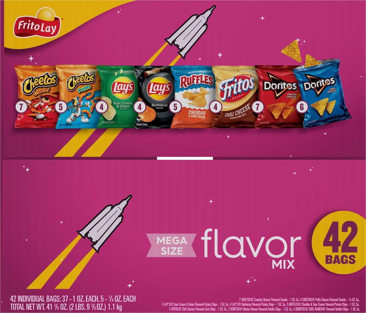 slide 13 of 15, Frito-Lay Snacks Flavor Mix Variety 41 3/8 Oz 42 Count, 42 ct