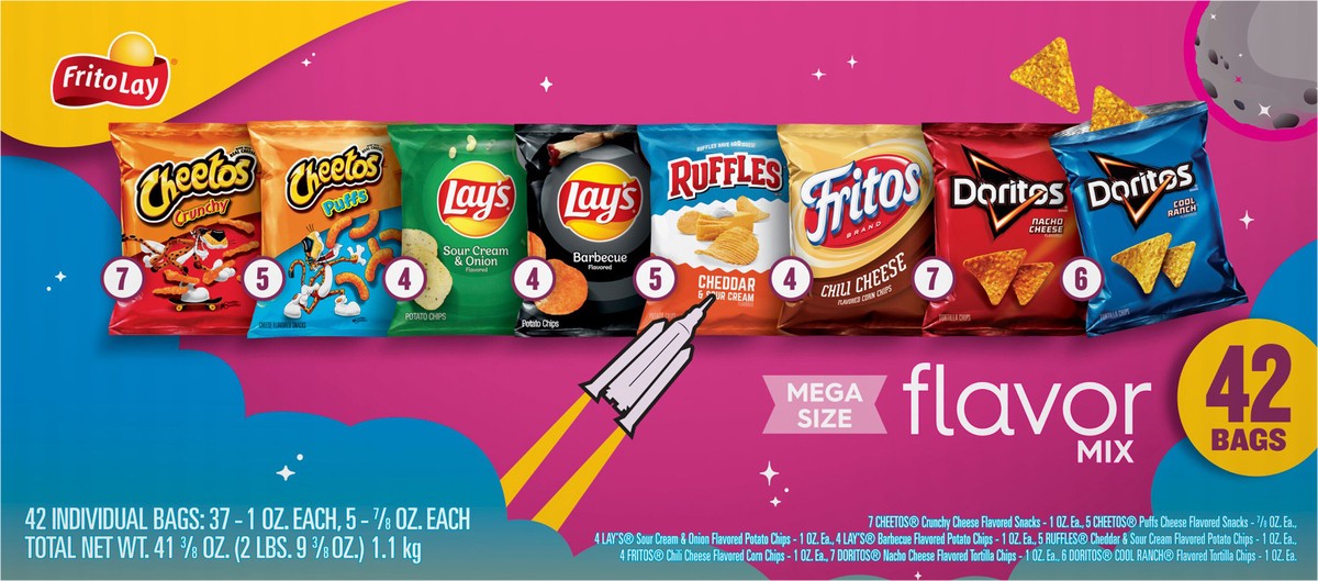 slide 4 of 15, Frito-Lay Snacks Flavor Mix Variety 41 3/8 Oz 42 Count, 42 ct