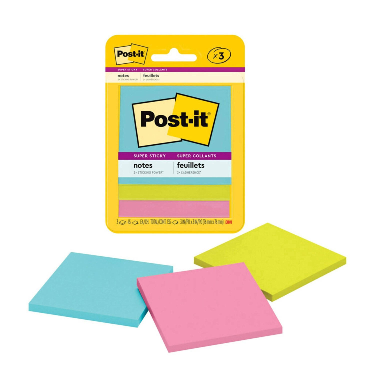 slide 32 of 129, Post-it Super Sticky Note Pads, 3 ct