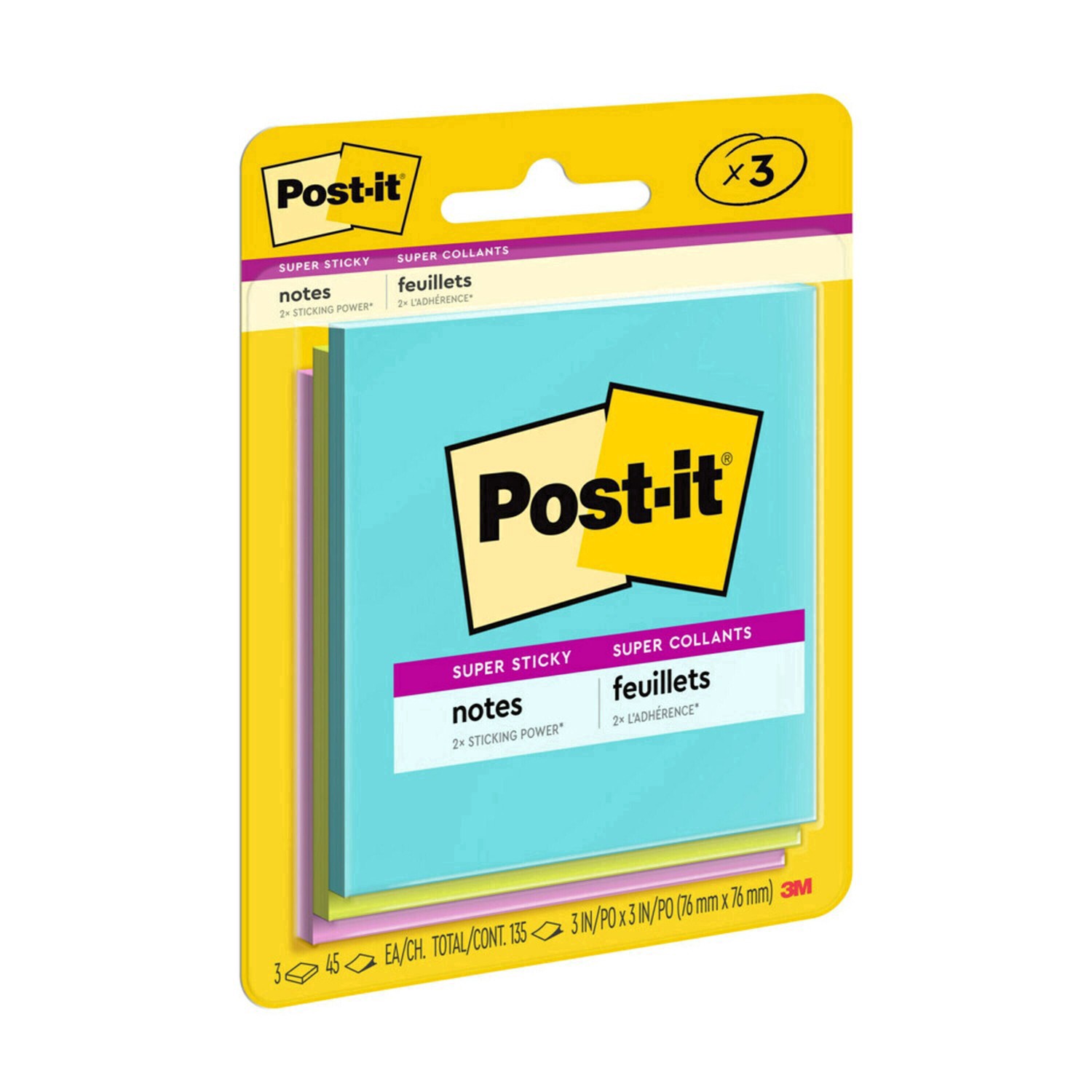 slide 5 of 129, Post-it Super Sticky Note Pads, 3 ct