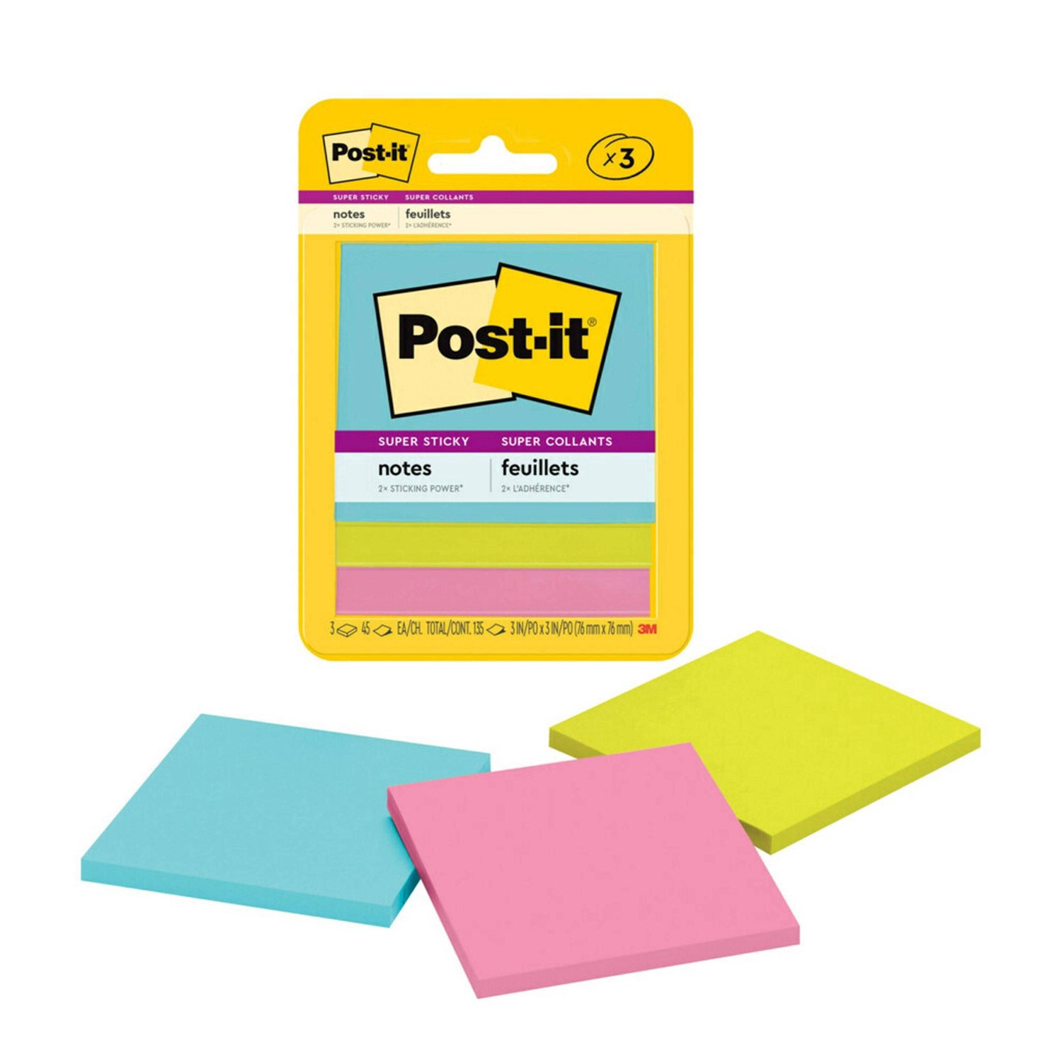 slide 101 of 129, Post-it Super Sticky Note Pads, 3 ct