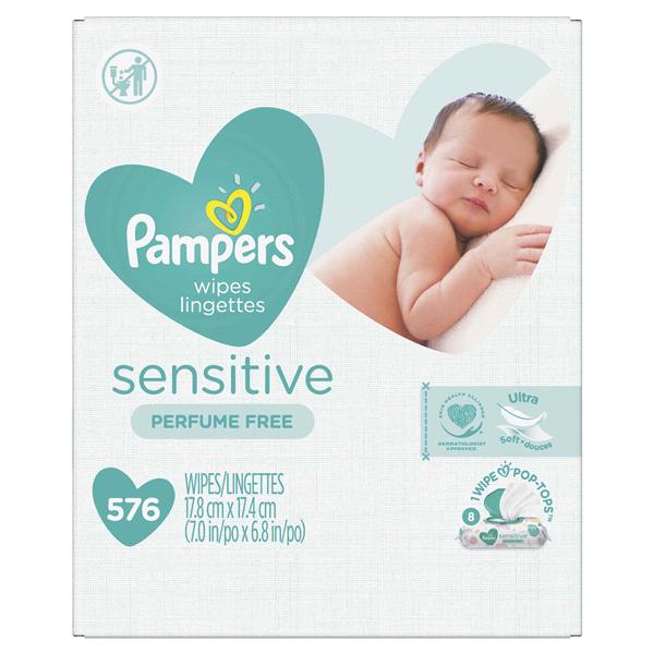 slide 1 of 1, Pampers Sensitive Baby Wipes, 576 ct