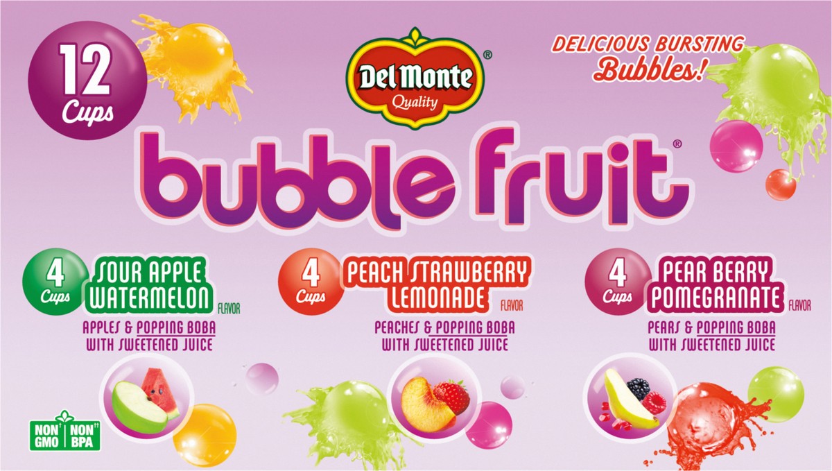 slide 7 of 12, Del Monte Bubble Fruit 12 Cups, 12 ct