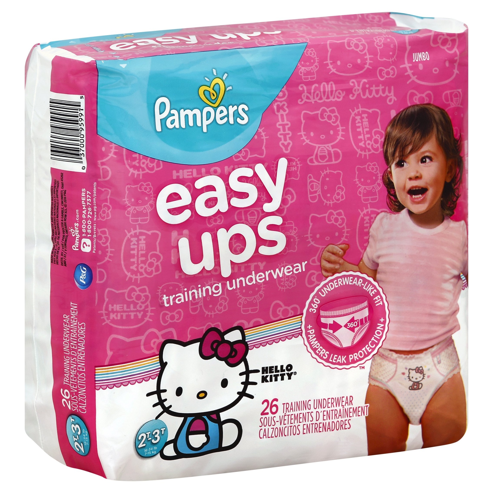 slide 1 of 7, Pampers Easy Ups Girls Training Pants Jumbo Pack, Size 2t-3t, 26 ct