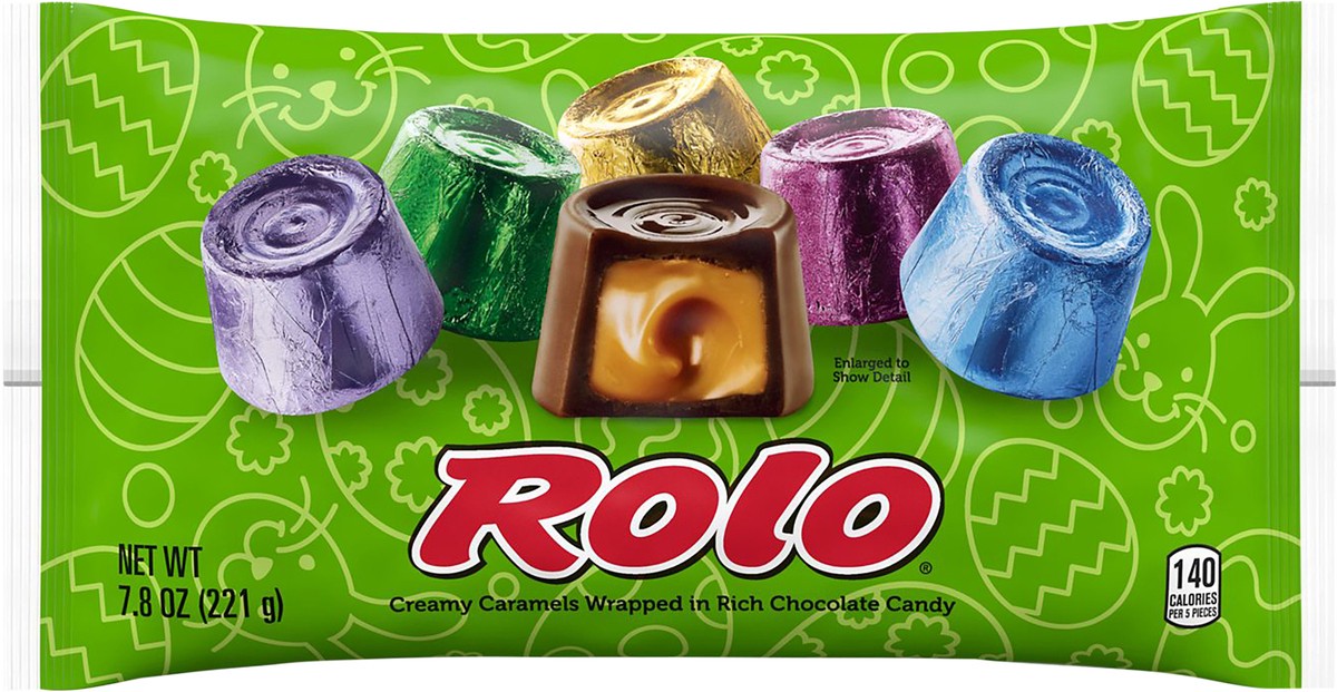 slide 3 of 3, ROLO Creamy Caramel Wrapped in Rich Chocolate Candy, Easter, 7.8 oz, Bag, 7.8 oz