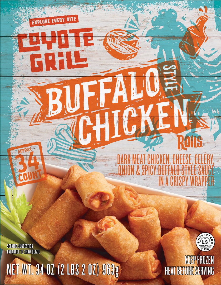 slide 5 of 9, Coyote Grill(Tm) Coyote Grill Mini Buffalo Chicken Egg Rolls, 34 ct