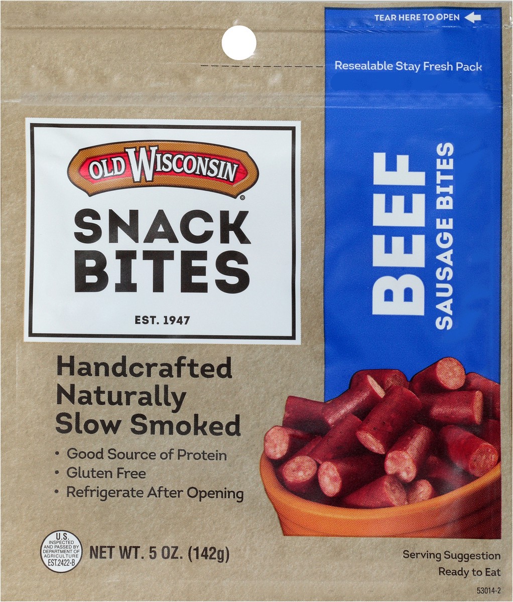 slide 2 of 7, Old Wisconsin Beef Sausage Snack Bites 5 oz. Pouch, 5 oz